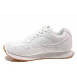 Бели дамски маратонки, здрава еко-кожа - спортни обувки за пролетта и лятото N 100019822