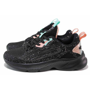 Черни дамски маратонки, текстилна материя - спортни обувки за пролетта и лятото N 100019824