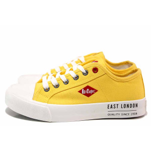 Жълти анатомични дамски кецове, текстилна материя - спортни обувки за пролетта и лятото N 100019860