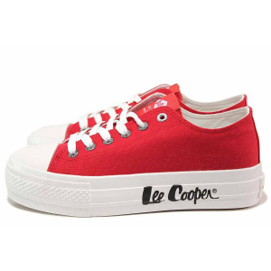 Червени анатомични дамски кецове, текстилна материя - ежедневни обувки за пролетта и лятото N 100019866