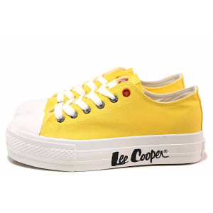 Жълти анатомични спортни дамски обувки, текстилна материя - спортни кецове за пролетта и лятото N 100019867