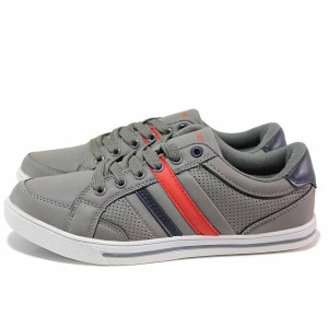 Тъмносиви дамски кецове, здрава еко-кожа - ежедневни обувки за пролетта и лятото N 100019966