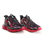 Червени мъжки маратонки, еко-кожа и велурена кожа - спортни обувки за целогодишно ползване N 100020905