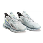 Сиви мъжки маратонки, еко-кожа и текстилна материя - спортни обувки за целогодишно ползване N 100020902