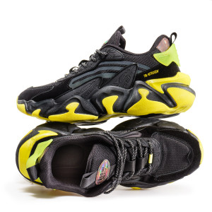 Черни мъжки маратонки, качествен еко-велур - спортни обувки за целогодишно ползване N 100020901