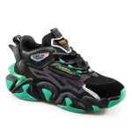 Черни мъжки маратонки, еко-кожа и текстилна материя - спортни обувки за целогодишно ползване N 100020907