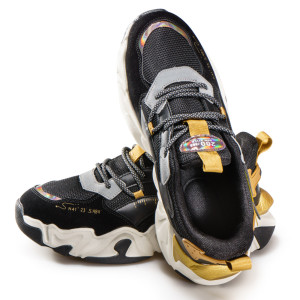 Черни мъжки маратонки, качествен еко-велур - спортни обувки за целогодишно ползване N 100020903