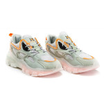 Сиви мъжки маратонки, еко-кожа и текстилна материя - спортни обувки за целогодишно ползване N 100020910