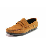 Кафяви мъжки мокаСини анатомични, естествен велур - ежедневни обувки за пролетта и лятото N 100019247
