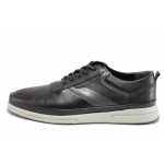 Черни анатомични мъжки спортни обувки, естествена кожа - всекидневни обувки за пролетта и лятото N 100019250