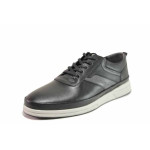 Черни анатомични мъжки спортни обувки, естествена кожа - всекидневни обувки за пролетта и лятото N 100019250