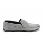 Сиви мъжки мокаСини анатомични, естествен велур - ежедневни обувки за пролетта и лятото N 100019249