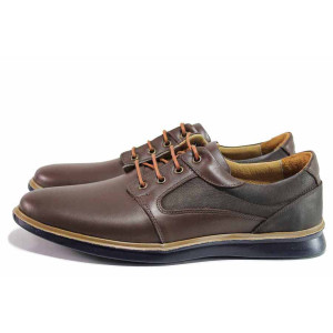 Кафяви анатомични мъжки обувки, естествена кожа - всекидневни обувки за пролетта и лятото N 100019739