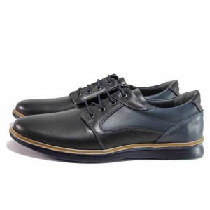 Сини анатомични анатомични мъжки обувки, естествена кожа - официални обувки за пролетта и лятото N 100019740