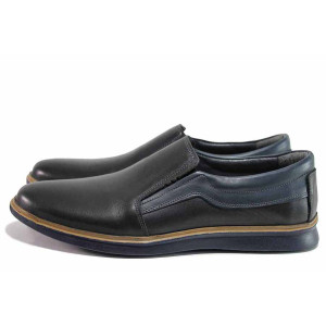 Сини мъжки обувки, естествена кожа - всекидневни обувки за пролетта и лятото N 100019741