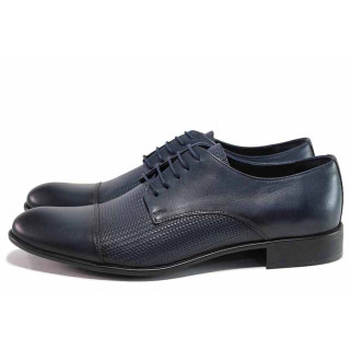 Сини анатомични анатомични официални мъжки обувки, естествена кожа - официални обувки за целогодишно ползване N 100019810