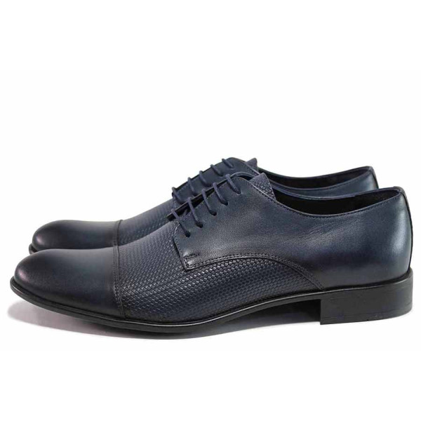 Сини анатомични анатомични официални мъжки обувки, естествена кожа - официални обувки за целогодишно ползване N 100019810