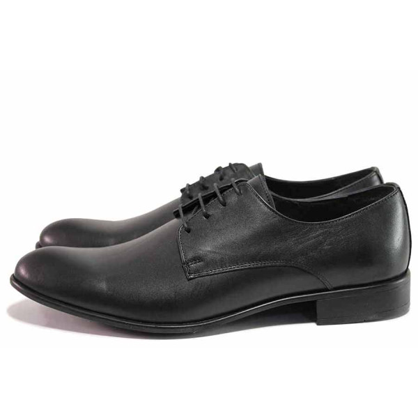 Черни анатомични официални мъжки обувки, естествена кожа - официални обувки за целогодишно ползване N 100019812