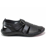 Черни анатомични мъжки сандали, естествена кожа - всекидневни обувки за лятото N 100020116