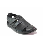 Черни анатомични мъжки сандали, естествена кожа - всекидневни обувки за лятото N 100020116