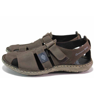 Кафяви анатомични мъжки сандали, естествен набук - ежедневни обувки за лятото N 100020117