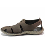 Кафяви анатомични мъжки сандали, естествен набук - ежедневни обувки за лятото N 100020117