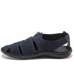Сини анатомични мъжки сандали, естествен набук - всекидневни обувки за лятото N 100020118