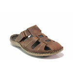 Кафяви анатомични мъжки чехли, естествена кожа - всекидневни обувки за лятото N 100020120