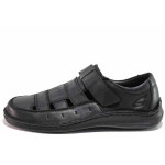 Черни анатомични мъжки сандали, естествена кожа - ежедневни обувки за лятото N 100020121