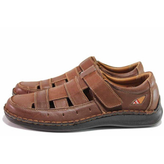 Кафяви анатомични мъжки сандали, естествена кожа - всекидневни обувки за лятото N 100020122