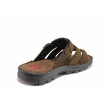 Кафяви анатомични мъжки чехли, естествен набук - ежедневни обувки за лятото N 100020125