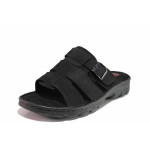 Черни анатомични мъжки чехли, естествен набук - всекидневни обувки за лятото N 100020126
