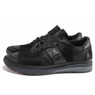 Черни анатомични мъжки обувки, естествена кожа - всекидневни обувки за есента и зимата N 100020414