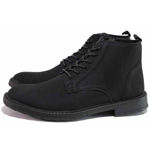 Черни мъжки боти, естествена кожа - всекидневни обувки за есента и зимата N 100020417