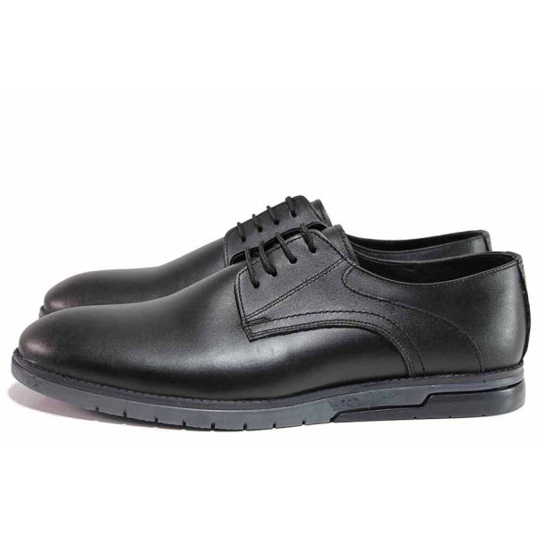 Черни анатомични мъжки обувки, естествена кожа - елегантни обувки за пролетта и есента N 100020449