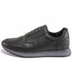 Черни мъжки обувки, естествена кожа - спортни обувки за есента и зимата N 100020450