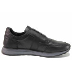 Черни мъжки обувки, естествена кожа - спортни обувки за есента и зимата N 100020450