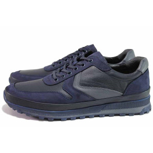 Сини анатомични мъжки обувки, естествена кожа - всекидневни обувки за пролетта и есента N 100020587