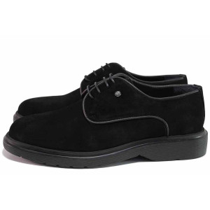 Черни анатомични мъжки обувки, естествен велур - всекидневни обувки за пролетта и есента N 100020589