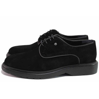 Черни анатомични мъжки обувки, естествен велур - всекидневни обувки за пролетта и есента N 100020589