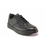 Черни мъжки обувки, анатомични, естествена кожа - ежедневни обувки за пролетта и есента N 100020590