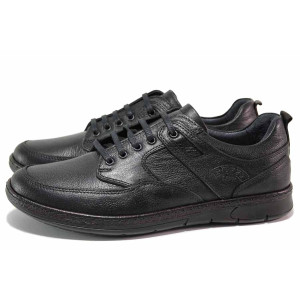 Черни мъжки обувки, анатомични, естествена кожа - ежедневни обувки за пролетта и есента N 100020591