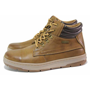 Кафяви мъжки боти, естествена кожа - ежедневни обувки за есента и зимата N 100020595