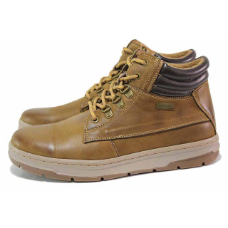 Кафяви мъжки боти, естествена кожа - ежедневни обувки за есента и зимата N 100020595