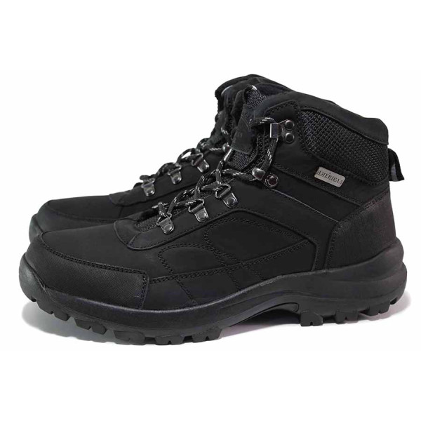 Черни мъжки боти, естествена кожа - спортни обувки за есента и зимата N 100020597