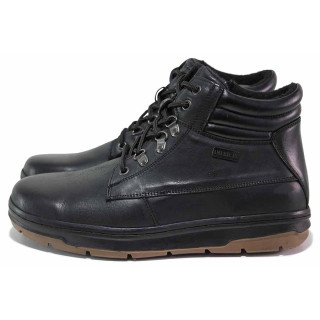 Черни мъжки боти, естествена кожа - ежедневни обувки за есента и зимата N 100020598