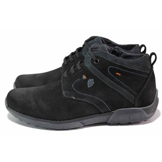 Черни анатомични мъжки боти, естествен набук - всекидневни обувки за есента и зимата N 100020739