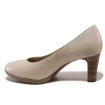 Бежови дамски обувки с висок ток, естествена кожа - ежедневни обувки за целогодишно ползване N 100019187