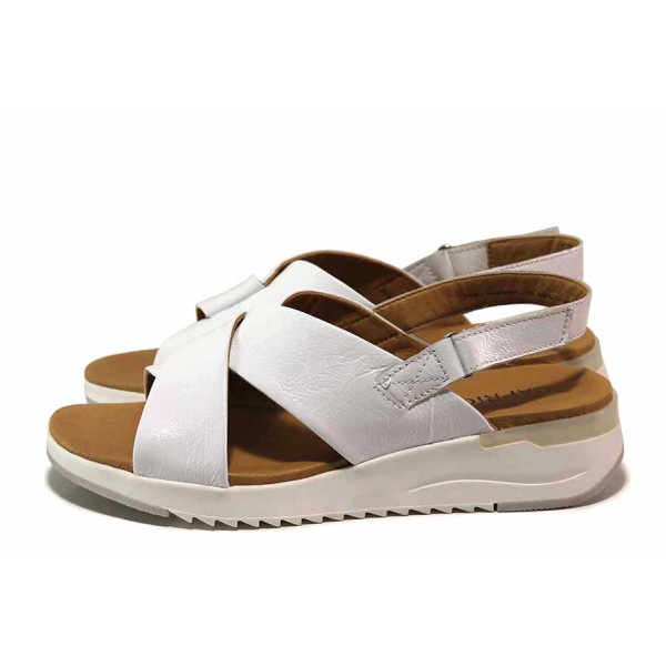 Бели дамски сандали, лачена естествена кожа - всекидневни обувки за лятото N 100019204