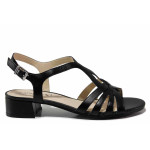 Черни дамски сандали, естествена кожа - всекидневни обувки за лятото N 100019205